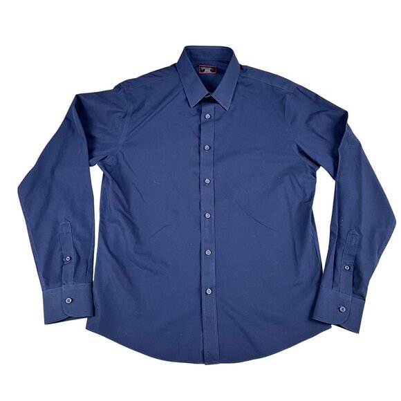 UnTuckit Mens Navy 100% Cotton Button Down Shirt Sz Medium - Picture 1 of 3